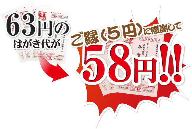 63円のはがき代がご縁(5円)に感謝して58円!!